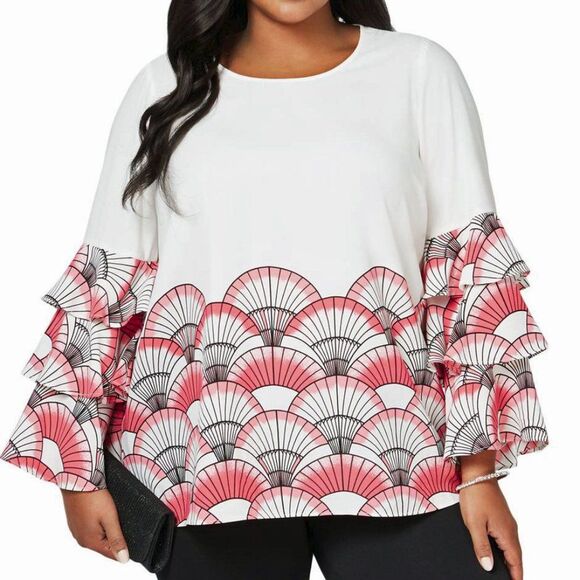 Alfani Tiered Long Sleeve Blouse Size 2X NWT - Picture 1 of 8